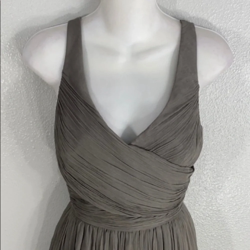 NWT J. Crew Heidi gray silk wrap bodice flare dress